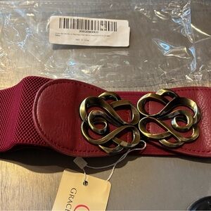 Grace Karin Wine Stretchy Belt NWT